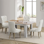 160cm Extendable Dining Table with 4PCS Chairs Velvet Beige