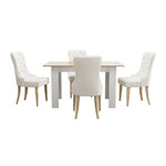 160cm Extendable Dining Table with 4PCS Chairs Velvet Beige
