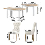 160cm Extendable Dining Table with 4PCS Chairs Velvet Beige
