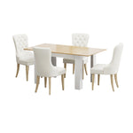 160cm Extendable Dining Table with 4PCS Chairs Velvet Beige