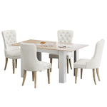 160cm Extendable Dining Table with 4PCS Chairs Velvet Beige