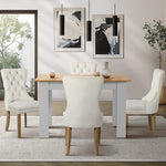 160cm Extendable Dining Table with 4PCS Chairs Velvet Beige