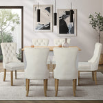 160cm Extendable Dining Table with 6PCS Chairs Velvet Beige