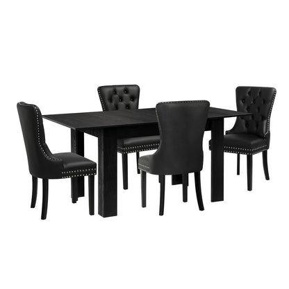 Dining Set 160cm Extendable Table with 6PCS Chairs PU Leather