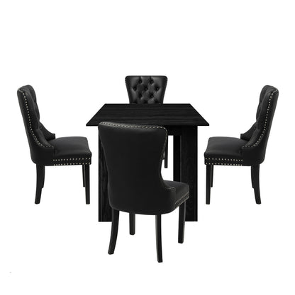 Dining Set 160cm Extendable Table with 4PCS Chairs PU Leather