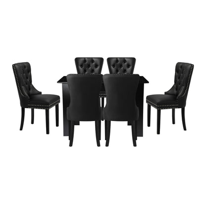 Dining Set 160cm Extendable Table with 4PCS Chairs PU Leather