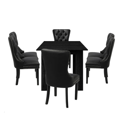 Dining Set 160cm Extendable Table with 6PCS Chairs PU Leather