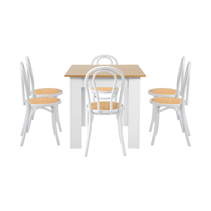 160cm Extendable Dining Table with 6PCS Crossback Chairs White