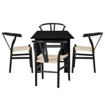 160cm Extendable Dining Table with 4x/6x Hans Wegner Dining Chairs Black