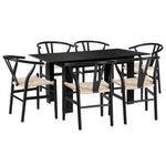 160cm Extendable Dining Table with 4x/6x Hans Wegner Dining Chairs Black