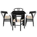 160cm Extendable Dining Table with 4x/6x Hans Wegner Dining Chairs Black