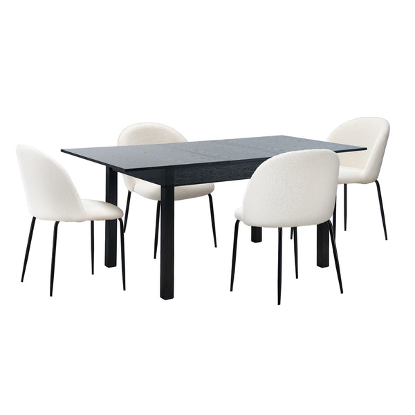  5PC & 7PC Modern Extendable Dining Table Set with Chairs Black & White