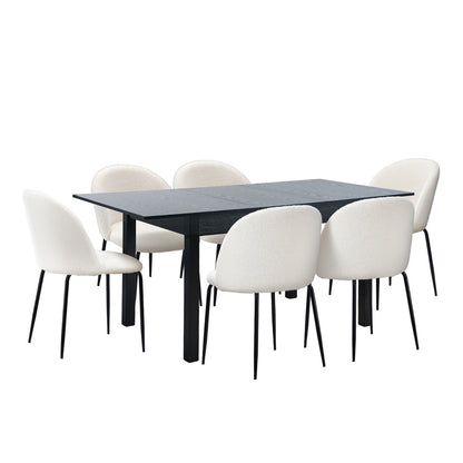 5PC & 7PC Modern Extendable Dining Table Set with Chairs Black & White