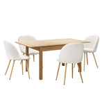 5PC Extendable Dining Table Set with Chairs Modern Natural & White