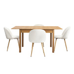 5PC Extendable Dining Table Set with Chairs Modern Natural & White