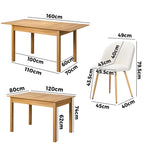 5PC Extendable Dining Table Set with Chairs Modern Natural & White