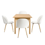 5PC Extendable Dining Table Set with Chairs Modern Natural & White