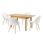 5PC Extendable Dining Table Set with Chairs Modern Natural & White