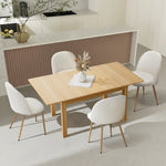5PC Extendable Dining Table Set with Chairs Modern Natural & White