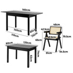 5&7 Piece Dining Table With Chairs Wooden Rattan Dining Set Black