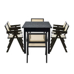 5&7 Piece Dining Table With Chairs Wooden Rattan Dining Set Black