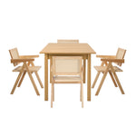 7pc & 5pc Dining Table and Chairs Set Wooden Rattan Style Natural Finish