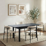 5&7 Piece Dining Table With Chairs Wooden Boucle Dining Set Black