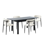 5&7 Piece Dining Table With Chairs Wooden Boucle Dining Set Black