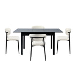 5&7 Piece Dining Table With Chairs Wooden Boucle Dining Set Black