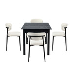 5&7 Piece Dining Table With Chairs Wooden Boucle Dining Set Black