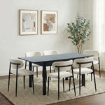 5&7 Piece Dining Table With Chairs Wooden Boucle Dining Set Black