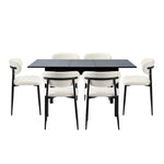 5&7 Piece Dining Table With Chairs Wooden Boucle Dining Set Black