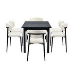 5&7 Piece Dining Table With Chairs Wooden Boucle Dining Set Black
