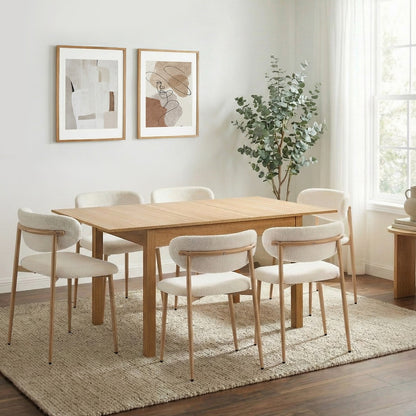 7 Piece Extendable Dining Set Boucle Chairs | HomeAndLiving