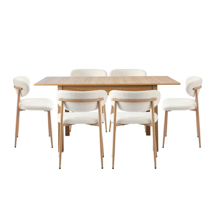 7 Piece Extendable Dining Set Boucle Chairs | HomeAndLiving