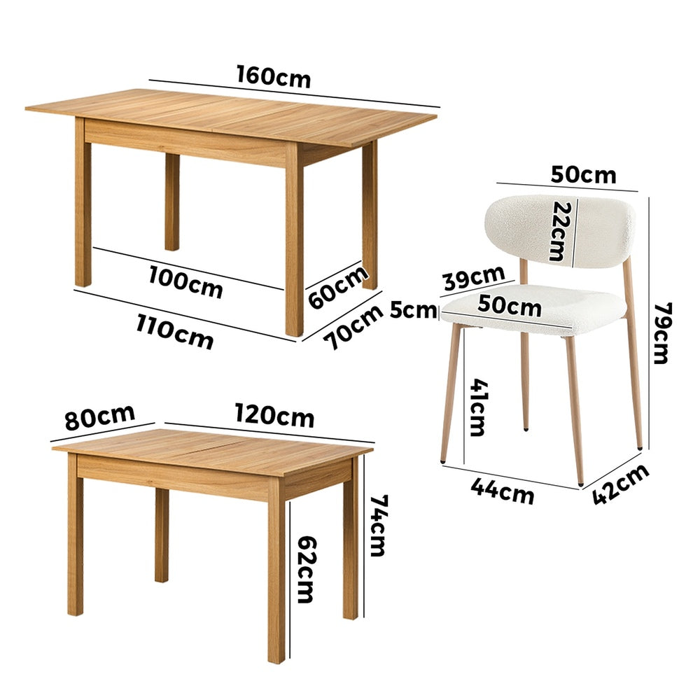 7 Piece Extendable Dining Set Boucle Chairs | HomeAndLiving