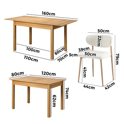 7 Piece Extendable Dining Set Boucle Chairs | HomeAndLiving