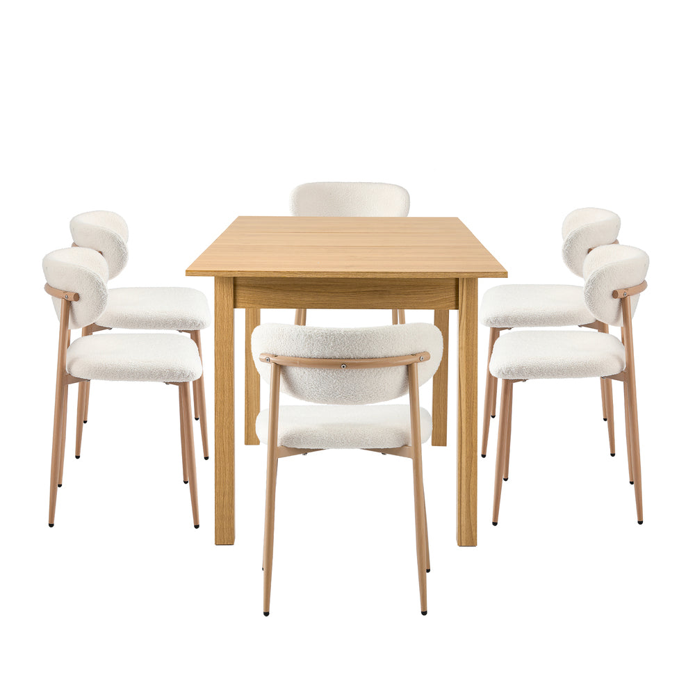 7 Piece Extendable Dining Set Boucle Chairs | HomeAndLiving