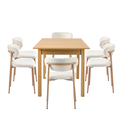 7 Piece Extendable Dining Set Boucle Chairs | HomeAndLiving