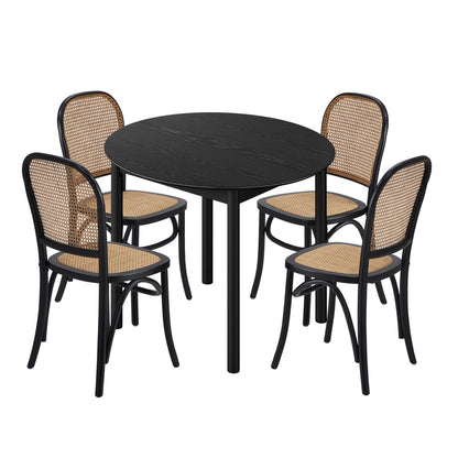 Dining Set Black Rattan 42x44x90cm