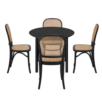 Dining Set Black Rattan 42x44x90cm