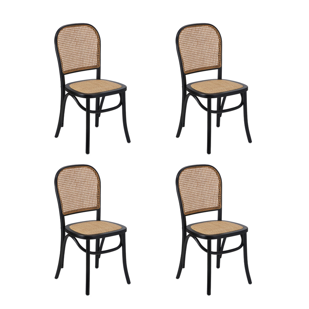 Dining Set Black Rattan 42x44x90cm