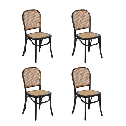 Dining Set Black Rattan 42x44x90cm