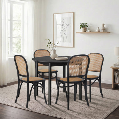 Dining Set Black Rattan 42x44x90cm
