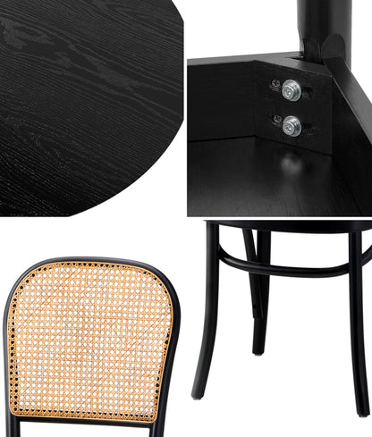 Dining Set Black Rattan 42x44x90cm