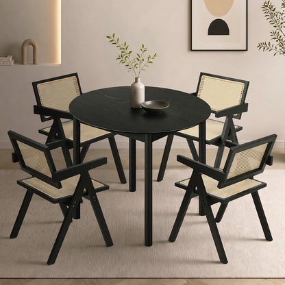 Dining Set Black Rattan