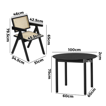 Dining Set Black Rattan