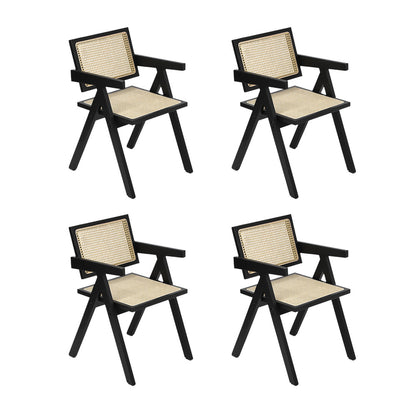 Dining Set Black Rattan