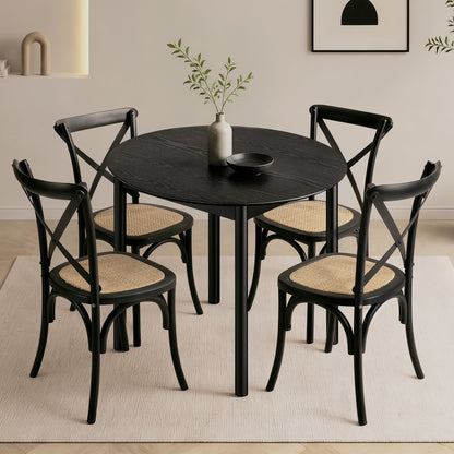 Dining Set Black Rattan 49x52x88cm
