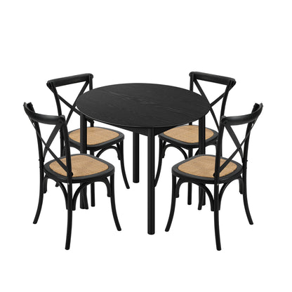 Dining Set Black Rattan 49x52x88cm